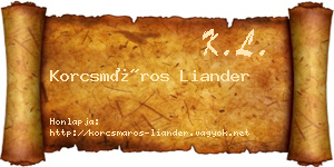 Korcsmáros Liander névjegykártya